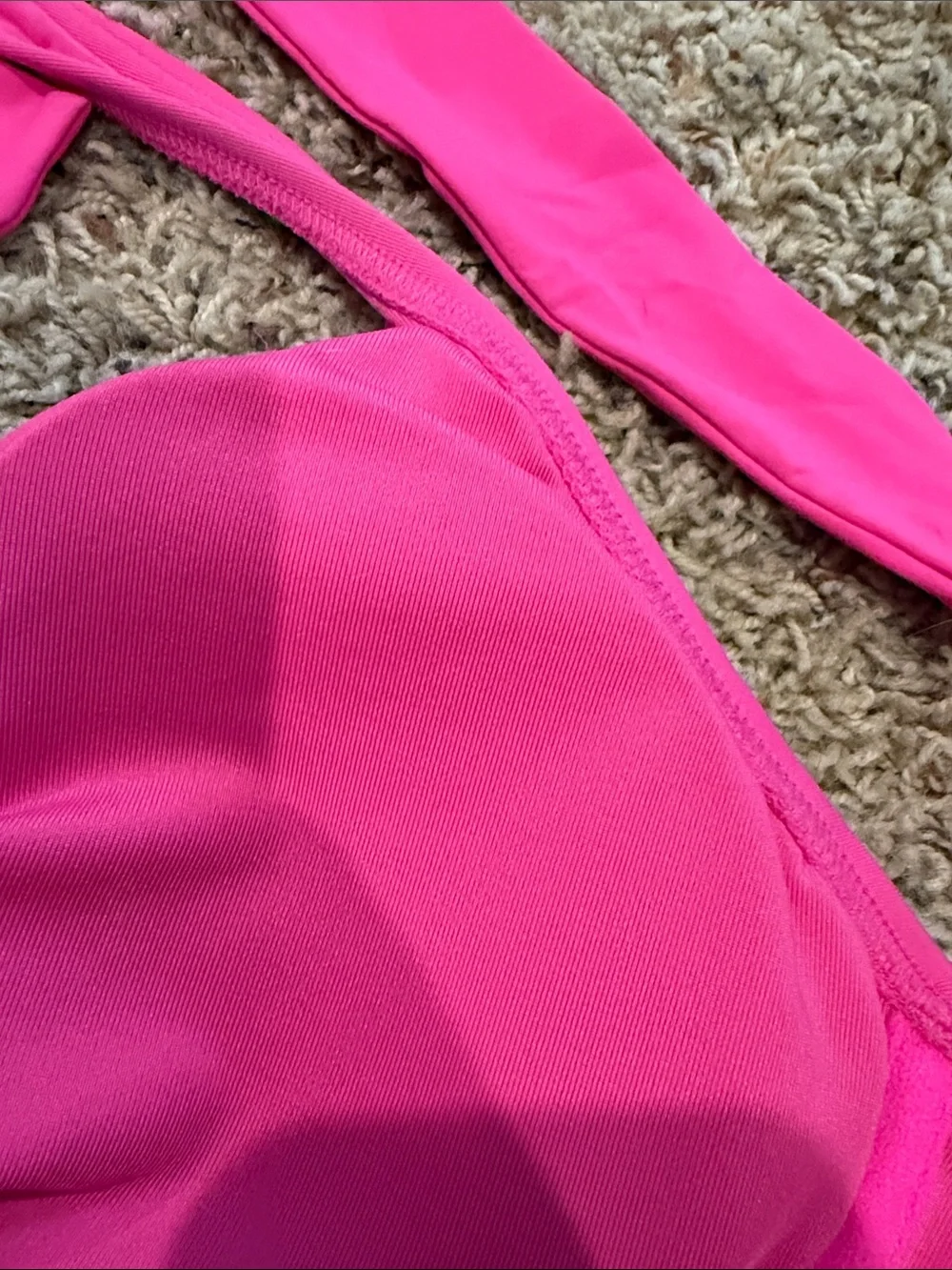 Michael Kors Bright Pink Halter Bikini Top with Gold MK Accent